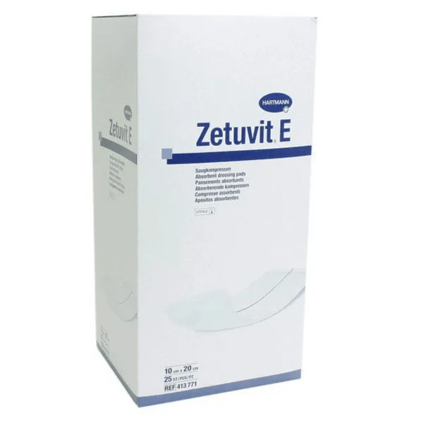 Zetuvit-E Pansement Absorbant Américain Stérile avec Dos Hydrophobe 10 x 20cm 25 unités