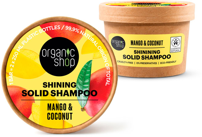 Organic Shop Champú Sólido Brillo Mango Y Coco 60 Gr