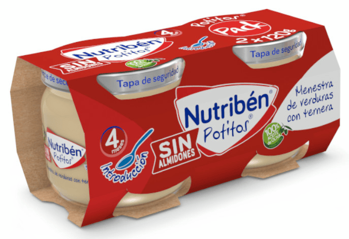 Nutribén Potitos Verduras con Ternera +4m 2x120 gr