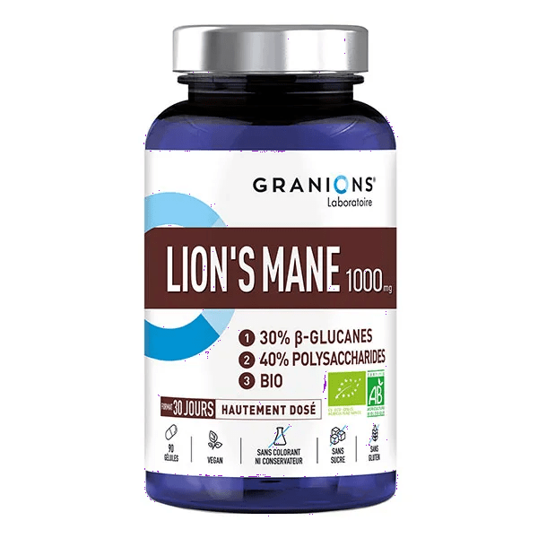 Granions Lion'S Mane 1000mg Champignons Adaptogene Bio Vegan 90 Gelules 3