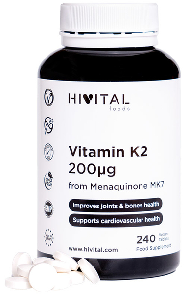 Hivital Vitamina K2 MK7 200 Mcg 240 Pastillas Veganas