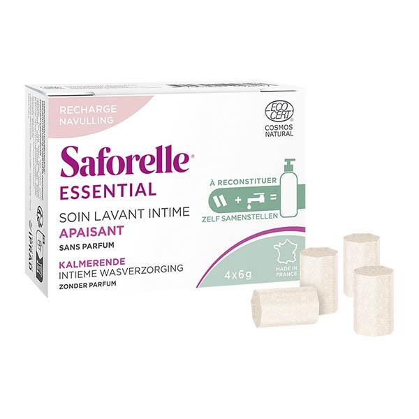 Saforelle® Essential  - Soin Lavant Intime Apaisant à Reconstiuer - Boîte de Recharge 6