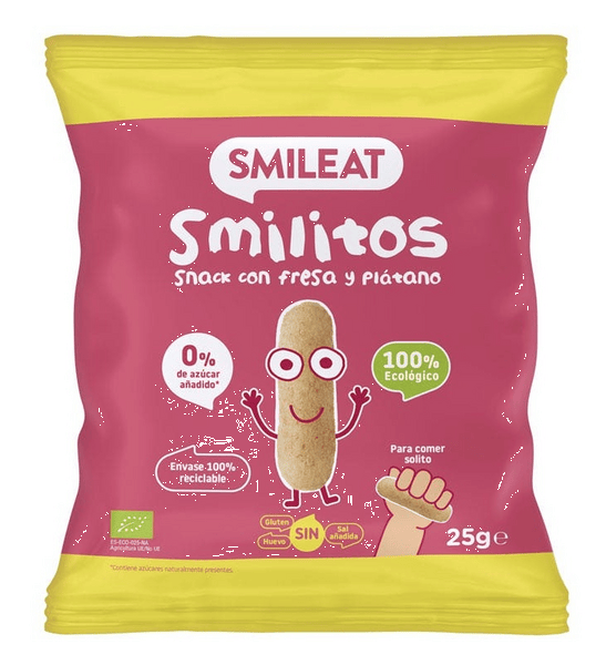Smileat Smilitos de Fresa y Plátano ECO 25 gr