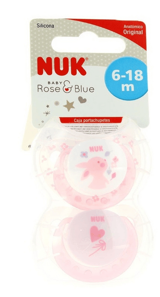 Nuk Classic Chupete de Silicona Baby Rose Talla 2 Color ROSA 2 uds