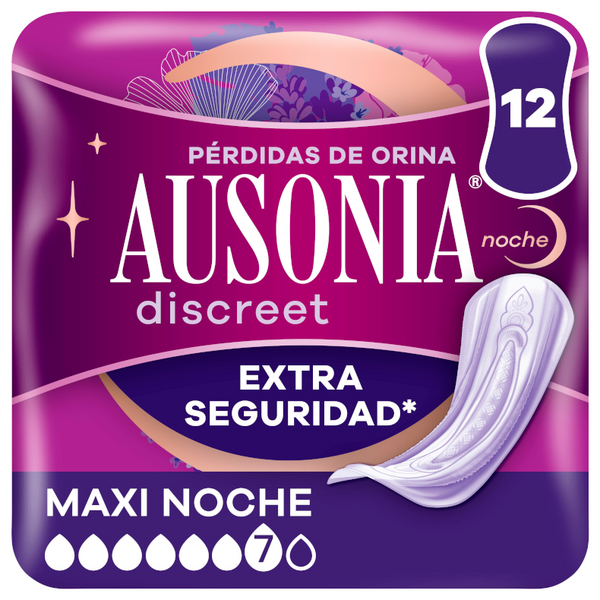 Ausonia Discreet Compresas Maxi Noche Pérdidas Orina Mujer 12 Uds