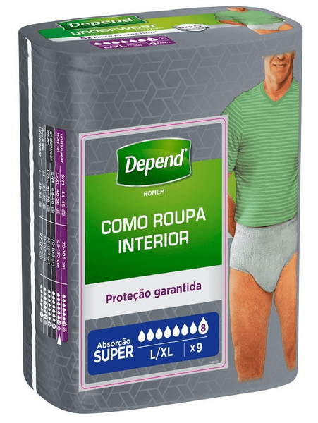 Depend Pañal Adulto Extradiscreto Super L/XL Hombre 9 uds