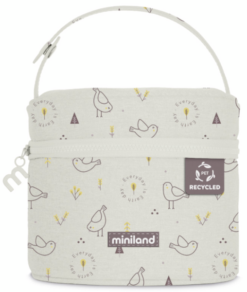 Miniland Bolsa Isotérmica Bird + Recipientes De Vidrio 2x210 Ml
