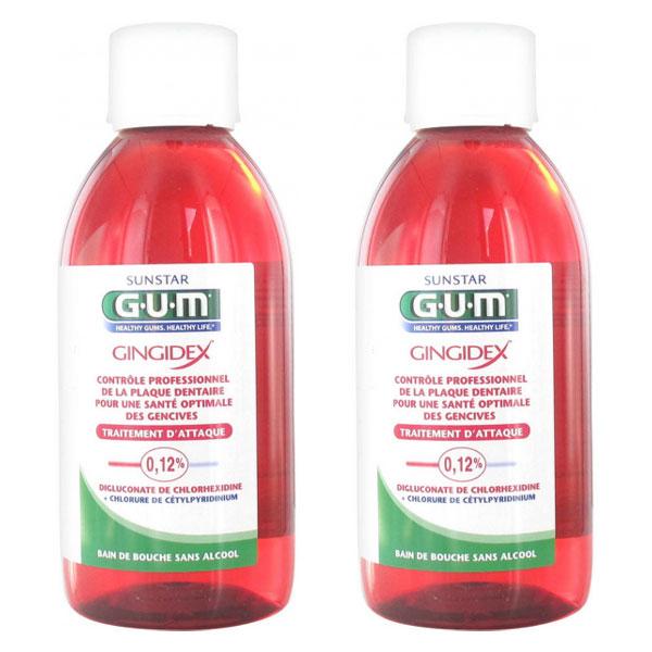 Bain de Bouche Gingidex Traitement d'Attaque Anti-Plaque 300ml Lot de 2