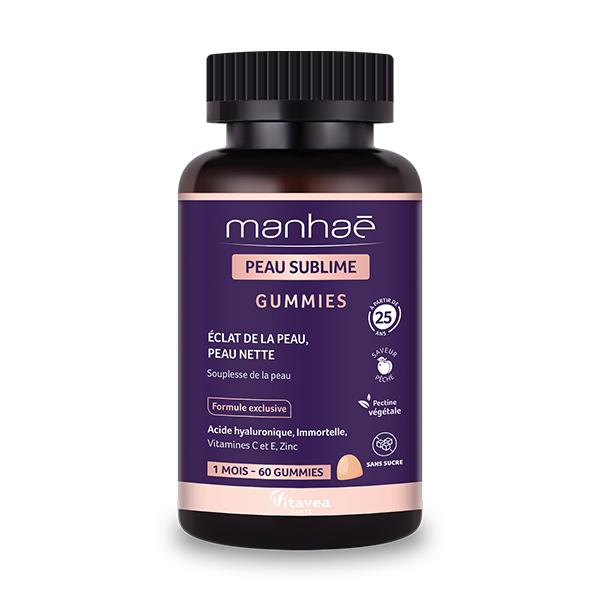 Manhaé Peau Sublime Gummies - Eclat de la peau & Peau Nette - 60 gummies
