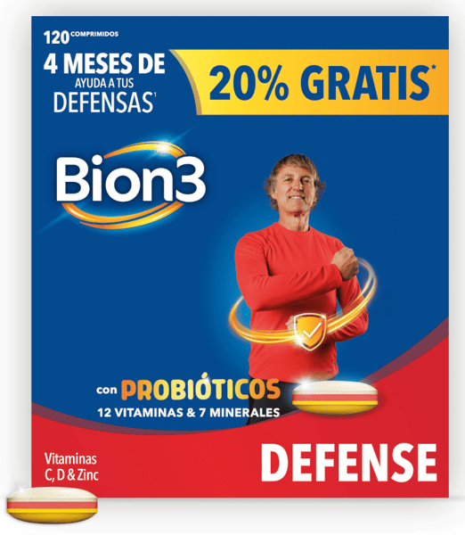 Bion3 Defense Probióticos, 12 Vitaminas y 7 Minerales 120 Comprimidos