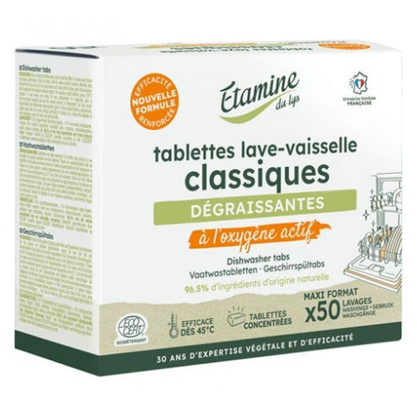 Étamine du Lys Lave Vaisselle Tablettes Classiques Bio 50 unités