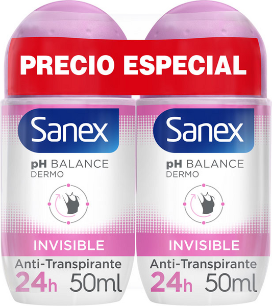 Sanex PH Balance Dermo Invisible Desodorante Roll-On 2x50 Ml