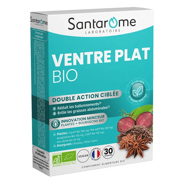 Santarome - Ventre plat bio - Minceur et anti-ballonnements - 30 comprimés 2