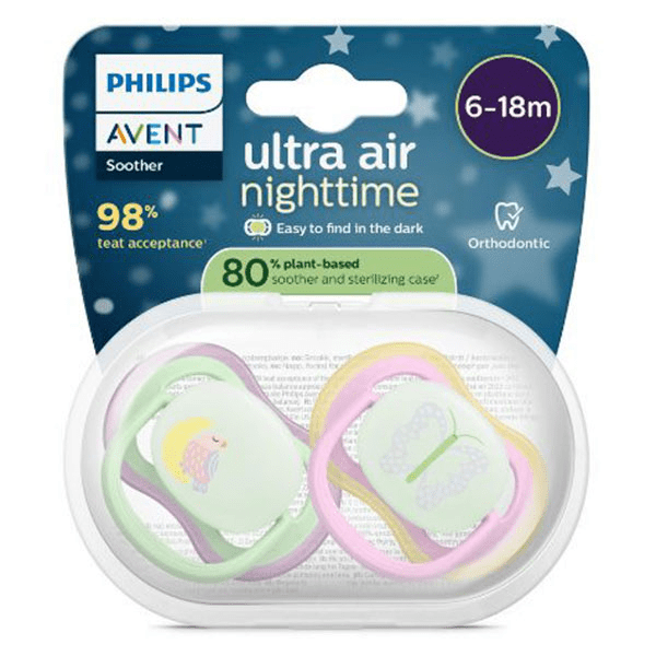 Sucettes Ultra Air nuit 6-18 M Pastelle x2, sans BPA 3