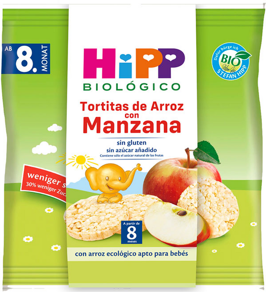 HiPP Tortitas De Arroz Con Manzana +8m BIO 30 Gr