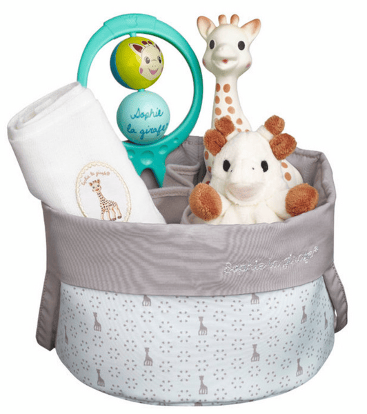 Sophie la girafe Cesta de regalo: Sophie la girafe, Doudou, Muselina y Sonajero Swing +0m