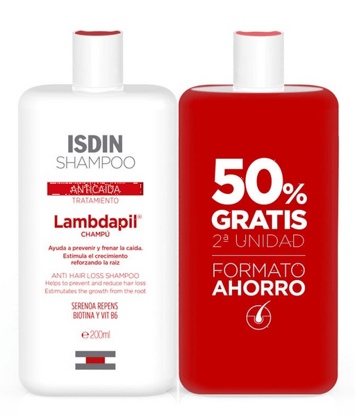 Isdin Duplo Lambdapil Champú Anticaída 2X200 Ml 400 Ml - Imagen 3