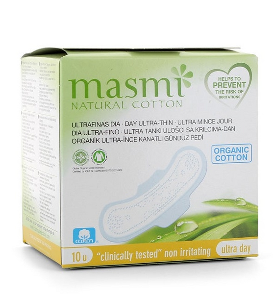 Masmi Compresas Fina Ultra Día Con Alas Algodón Ecológico 10Uds