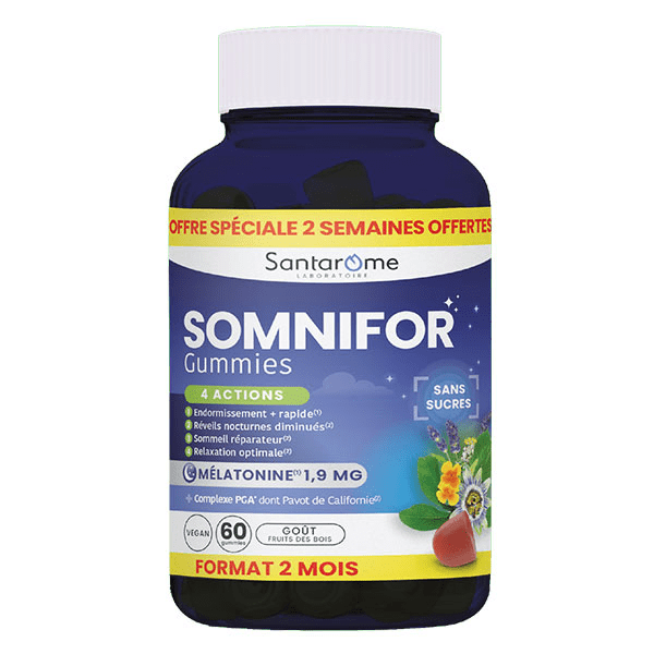 Santarome - Somnifor Gummies 2 mois dont 15 nuits offertes - Mélatonine & Plantes - 60 gummies 3