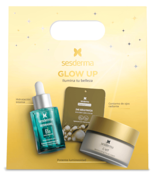 Sesderma Crema Glow Up Sérum Sesmahal B3 30 Ml + Parches Ojos 24K Gold + C-Vit Hidratante 50 Ml