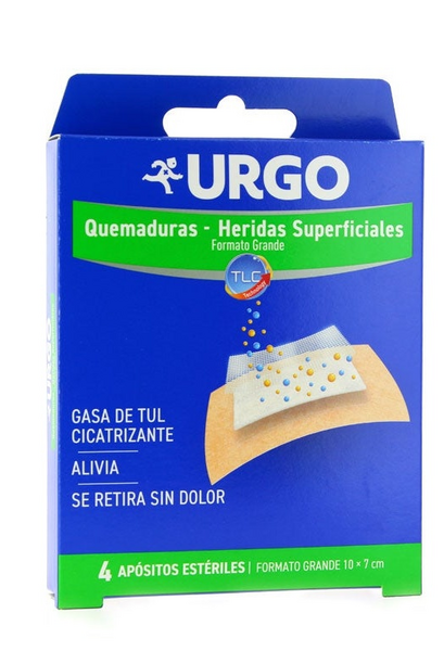 Urgo Quemaduras Y Heridas Superficiales Gasa De Tul Cicatrizante 4 Apositos