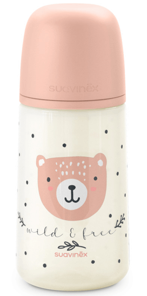 Suavinex Wild&Free Biberón Flujo Medio Rosa +3m 270 ml