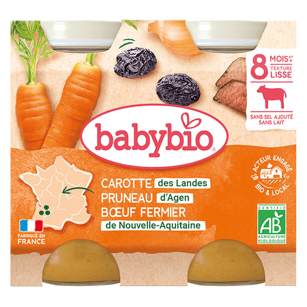 Repas Midi Pot Carotte Pruneau Boeuf +8m Bio 2 x 200g 4