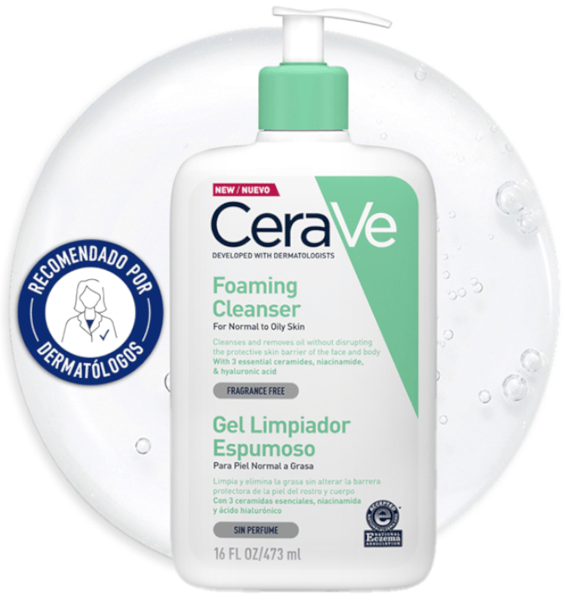 Cerave Gel Limpiador Espumoso Elimina Grasa Sin Alterar La Piel 473 Ml