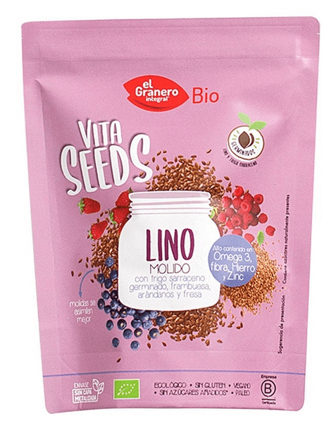El Granero Integral Vitaseeds Lino Molido, Trigo Sarraceno, Frambuesa, Arándanos Y Fresa Bio 200 Gr