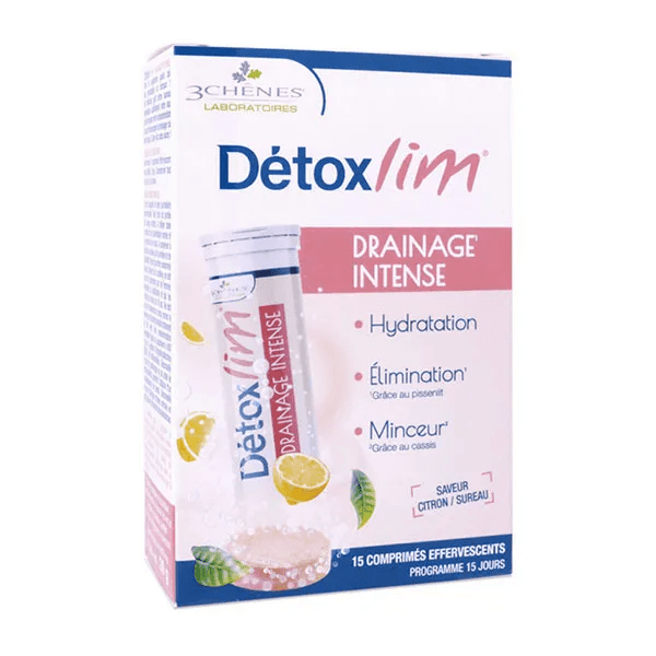 3 Chênes Détoxlim Drainage intense Citron sureau 15 comprimés