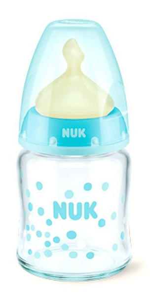 Nuk Biberón First Choice+ Cristal Tetina Látex Talla M 0-6m Azul 120 ml
