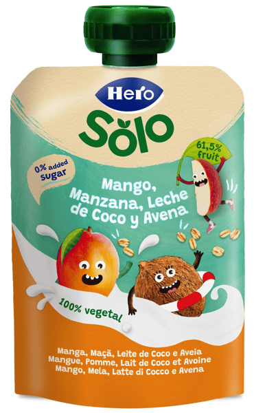 Hero Solo Bolsita de Mango, Manzana, Leche de coco y Avena +6m 100 gr