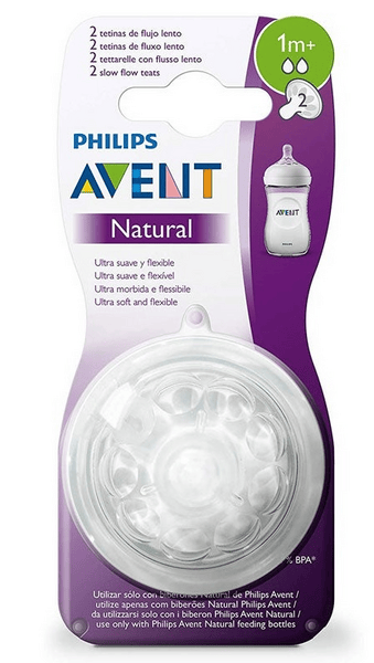 Avent Tetina Natural Flujo Lento +1m Philips 2 uds