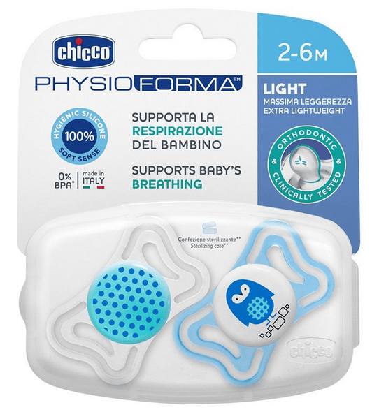 Chicco Chupete Physioforma Light Azul 2-6m 2 Uds