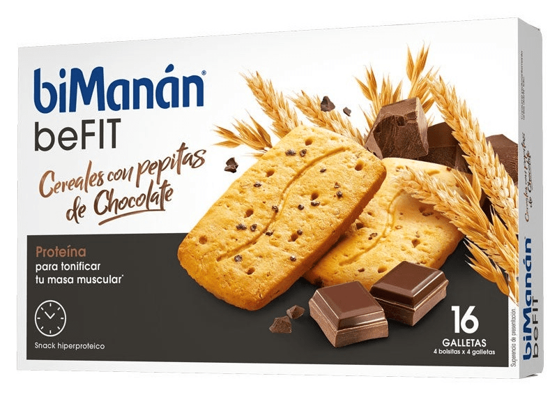 Bimanán Be Fit Galletas Cereales Con Pepitas Chocolate 16 Uds