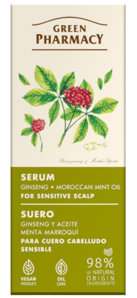 Green Pharmacy Sérum Cuero Cabelludo Sensible Ginseng y Aceite Menta Marroquí 100 ml