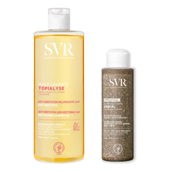 Routine Exfoliante Gommage Xerial 100G + Huile Lavante Topialyse 400ml