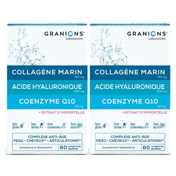 Granions Complexe Collagène Acide Hyaluronique et CoQ10 lot 2 x 60 comprimés
