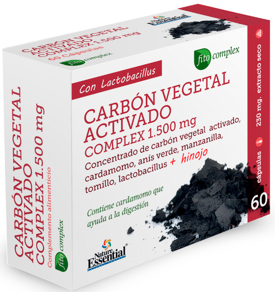 Nature Essential Carbón Vegetal Activado Complex 1500 Mg 60 Cápsulas