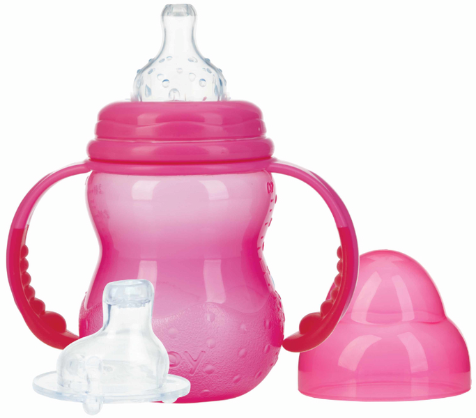 Nûby Biberón De Entrenamiento Con Tetina Y Boquilla +0m 240 Ml Rosa