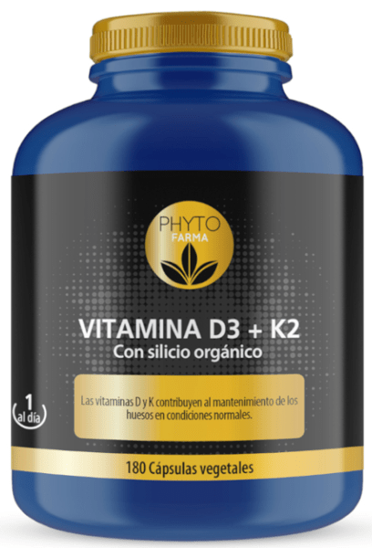 Phytofarma Vitaminas D3+K2 Con Silicio Orgánico 180 Cápsulas Vegetales