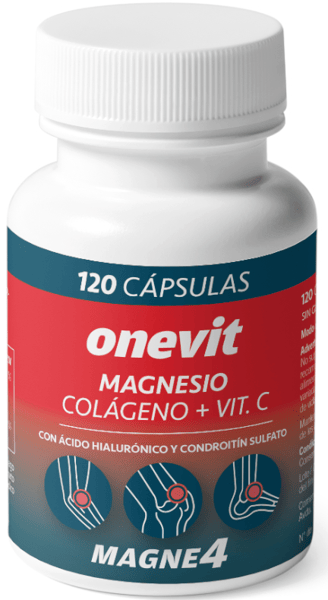 Onevit Bisglicinato de Magnesio + Óxido de Magnesio + Vit.C + Colágeno + Ácido Hialurónico 120 Cápsulas