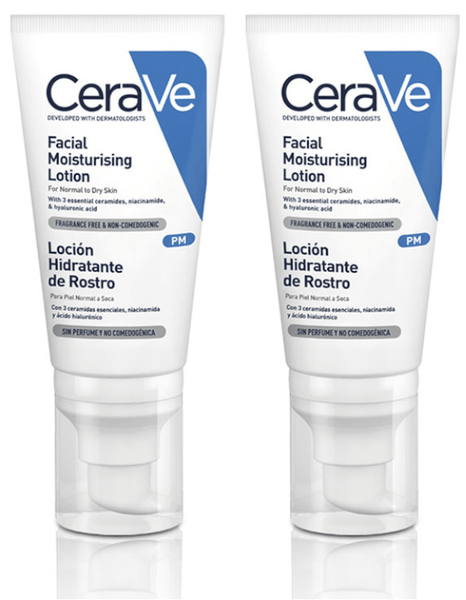 cerave locion hidratante de rostro 2x52 ml