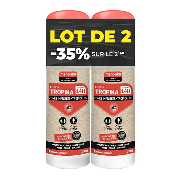lotion tropika spray répulsif corps et visage 2x75ml