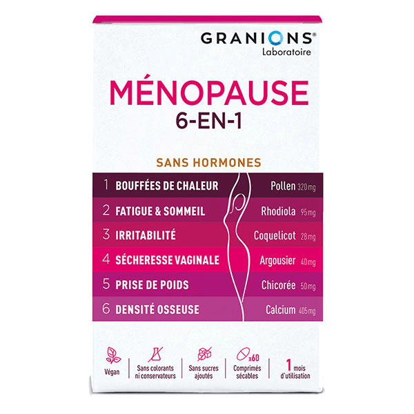 Granions - Ménopause 6-en-1 - Ménopause et Pré-Ménopause - 60 comprimés 1 mois 4