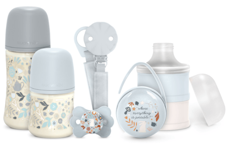 Suavinex Wonderland Set Biberones + Chupete + Dosificador + Portachupetes + Chupetero Azul