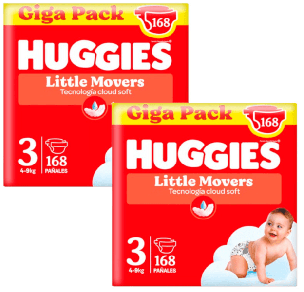 Huggies Little Movers Pañales Disney Talla 3 (4-9 Kg) 2x168 Uds