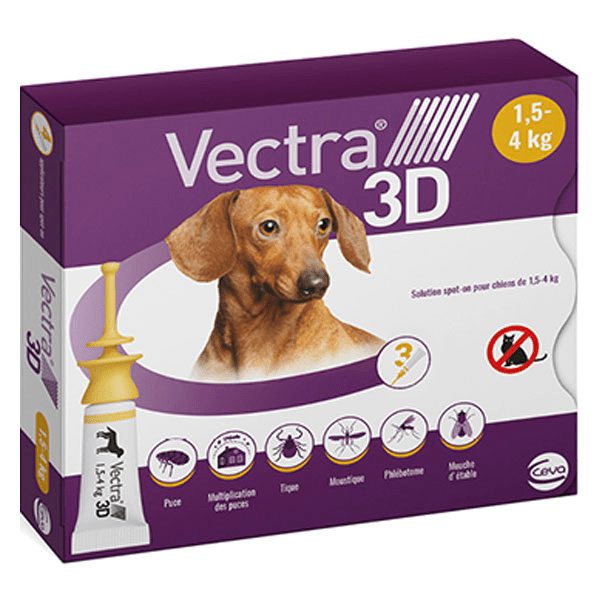 Vectra® 3D solution spot-on pour chiens de 1,5–4 kg - 3 pipettes 2