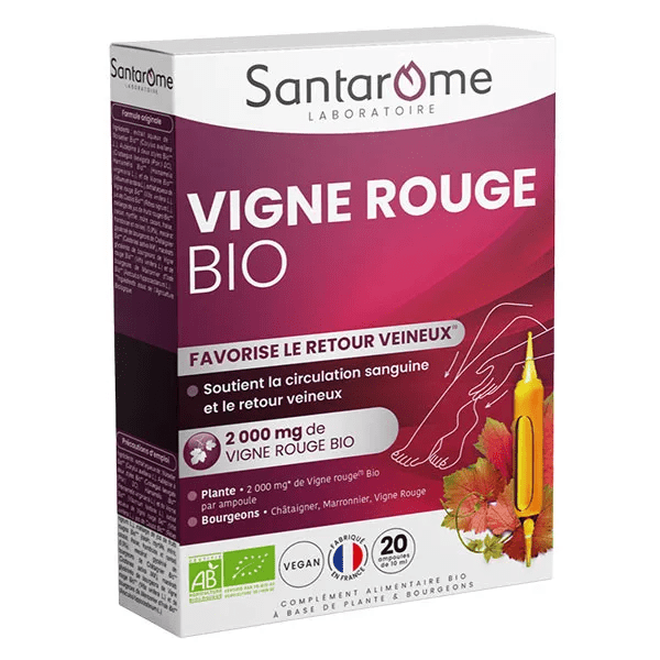 Santarome - Vigne Rouge Bio - Circulation, Jambes légères - 20 ampoules 2