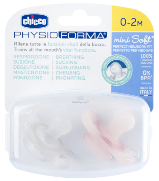 Chicco Chupete Physioforma MiniSoft Rosa 0-2m  2 Uds